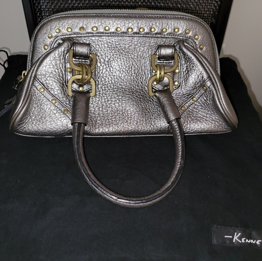 Kenneth Cole Pewter Leather Handbag